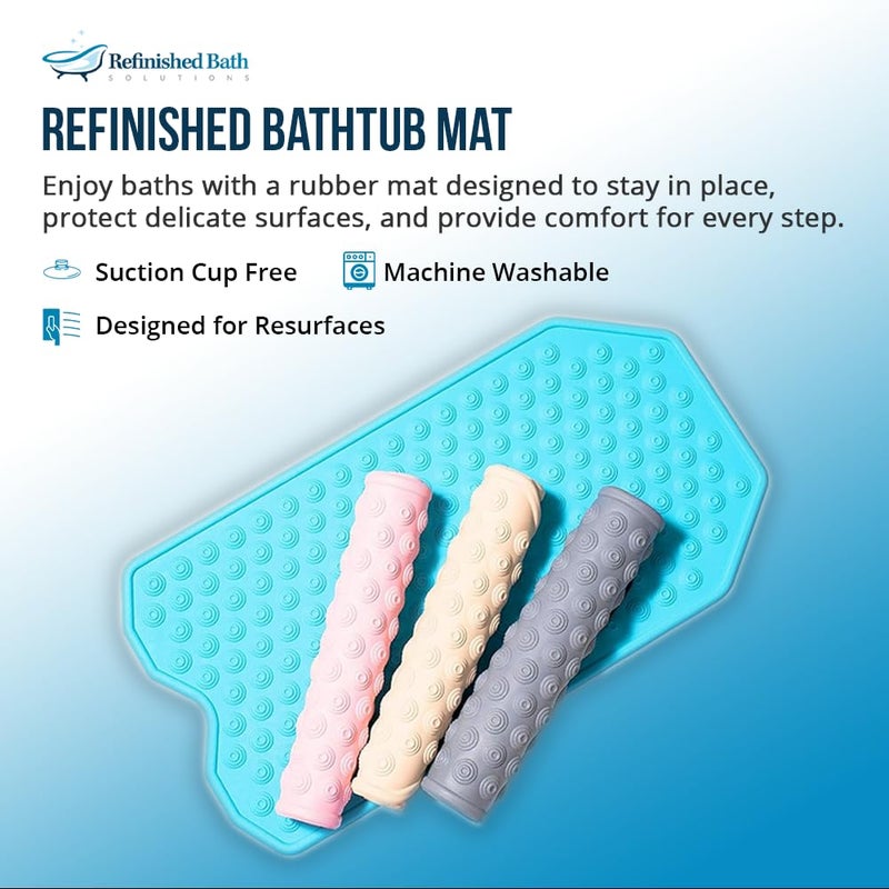 Refinished Bath Solutions The Original Refinished Bathtub Mat - No Suction Cup Bath Mat, Designed for Textured and Refinished Bathtubs Made of Rubber Not Cheap Plastic, Great for Children and Elderly (White) - Image 2